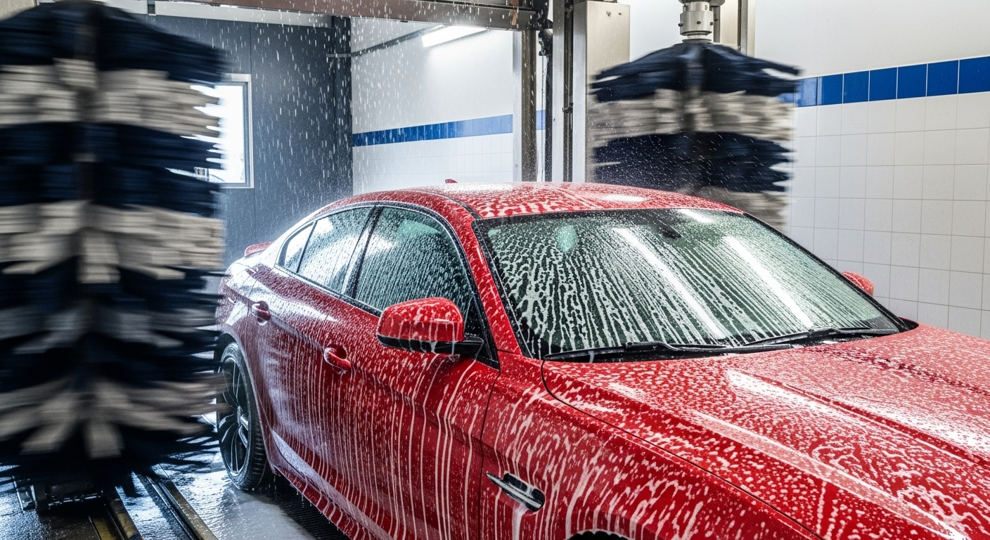 Warsztat samochodowy w tle